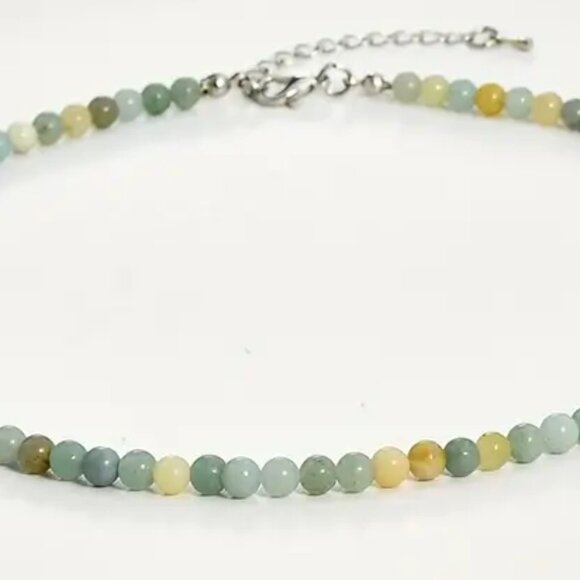 Amazonite Natural Stone Beaded Necklace - 4mm Beads - Picture 2 of 2